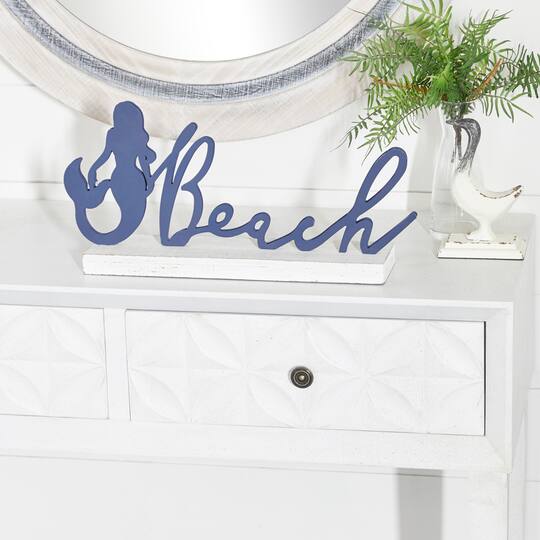 19" Black Wood Coastal Beach Tabletop Sign